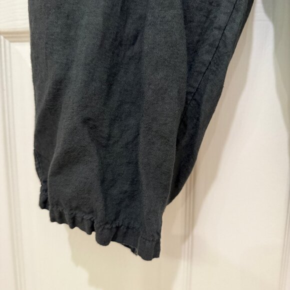 SAGA ITALY GRAY 100% LINEN CROPPED PANTS - Picture 7 of 11